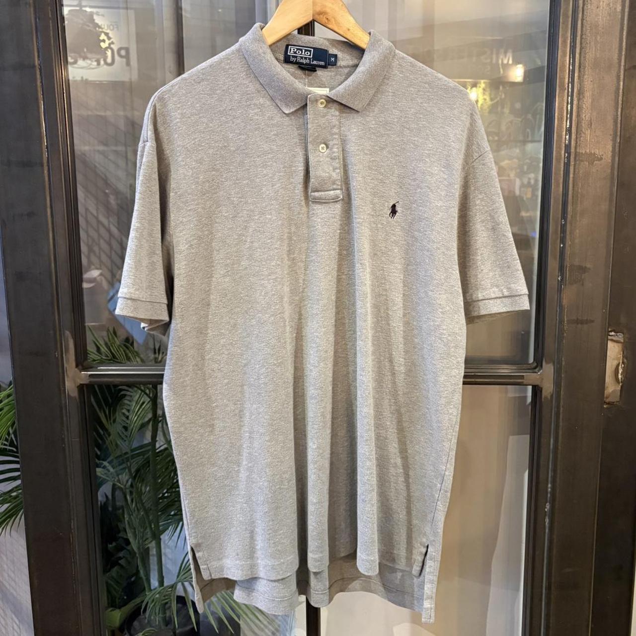 Vintage Retro Ralph Lauren Plain Grey Polo Shirt Short Sleeve collared button up top  #Y2K #preppy #chiefkeef #oldmoney #ralphlauren