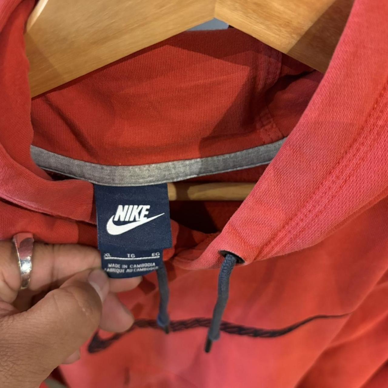 Vintage Retro Essential Red Nike Sweatshirt Hoodie with embroidered geometric textured swoosh logo #90s #sportswear #essential #nike #y2k