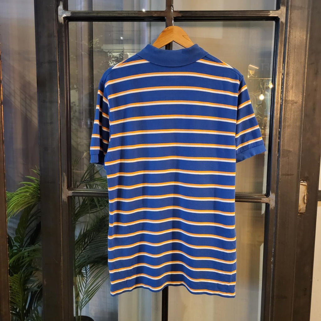 POL081 - Vintage Ralph Lauren blue White Stripe Polo Shirt Short Sleeve collared button up top #Y2K #preppy #chiefkeef