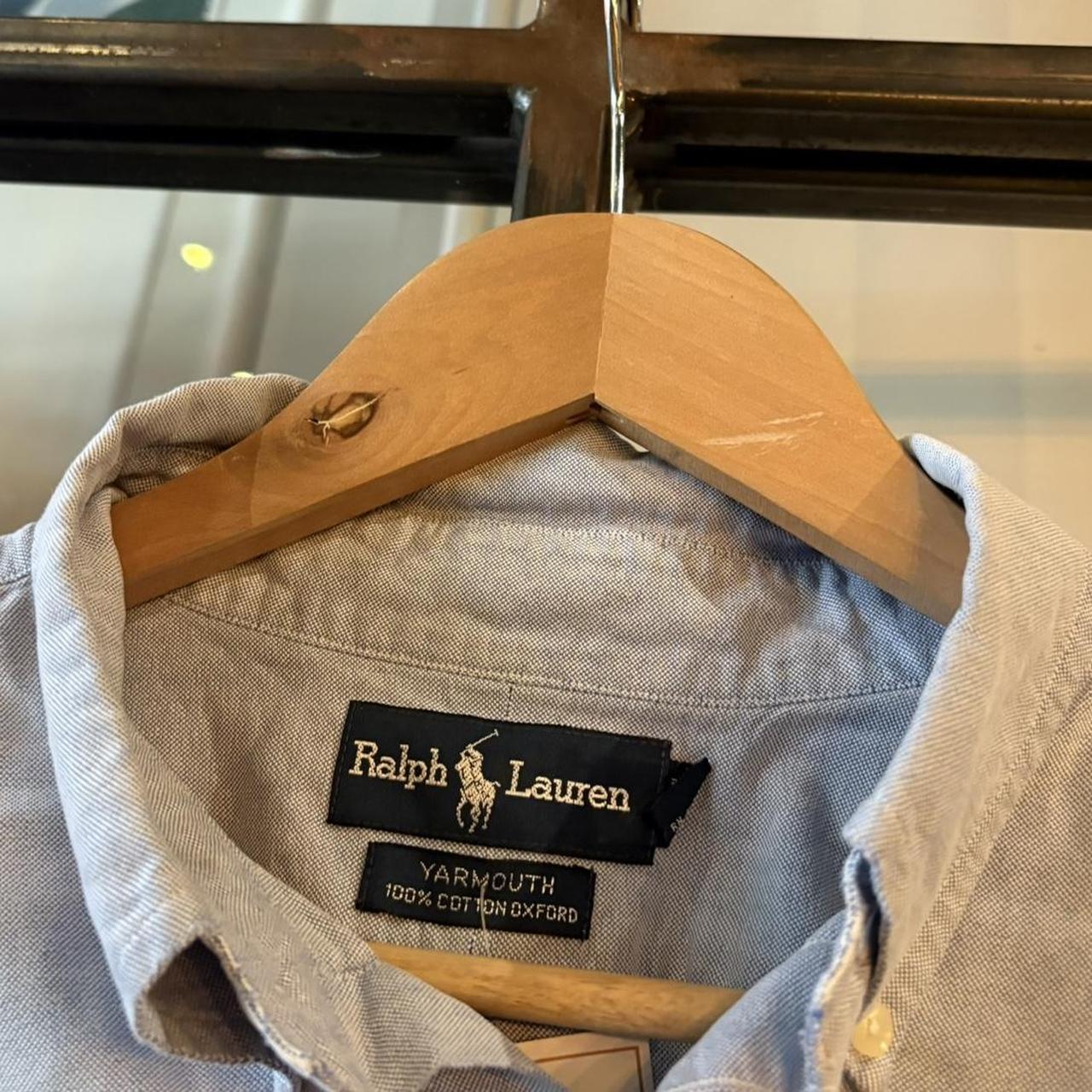 BR1209AV-F - Vintage Ralph Lauren Blue Plain Longsleeve collared button up polo shirt top #Y2K #preppy #chiefkeef #smartcasual #oldmoney