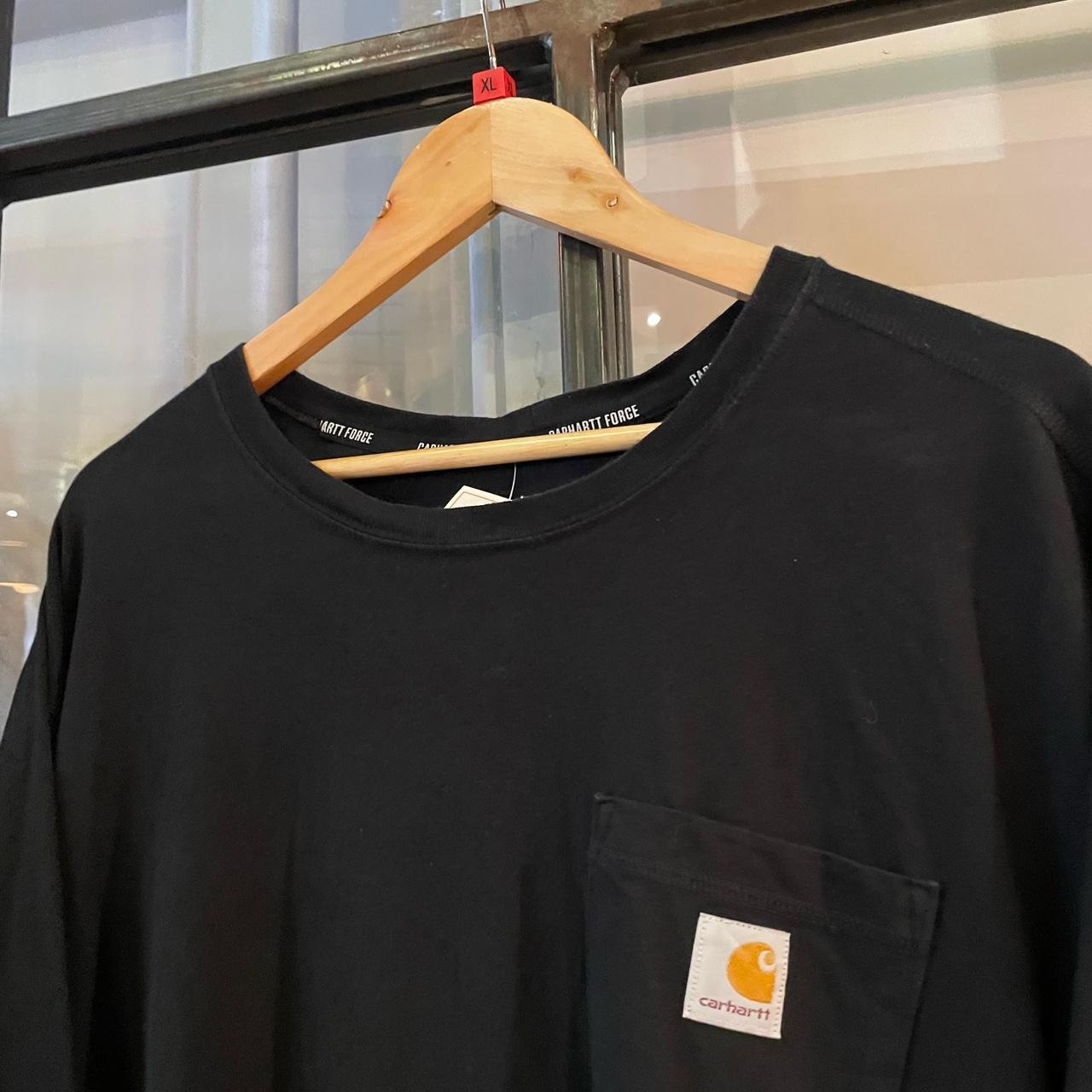 0125C95P - Vintage Retro Essential Black Carhartt Pocket Longsleeve Top Tee T-shirt #90s #skater #longsleeve #essential #carhartt