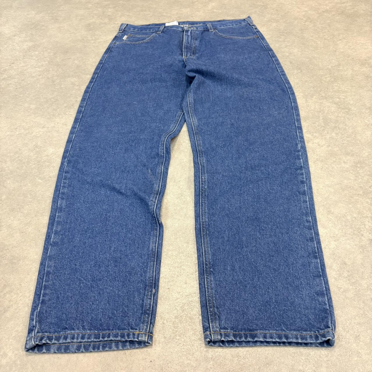BR1912UK-U - Vintage retro essential Carhartt Straight Leg Relaxed Blue Wash Denim Jeans Trousers pants #denim #skater #jeans #carhartt #straightleg