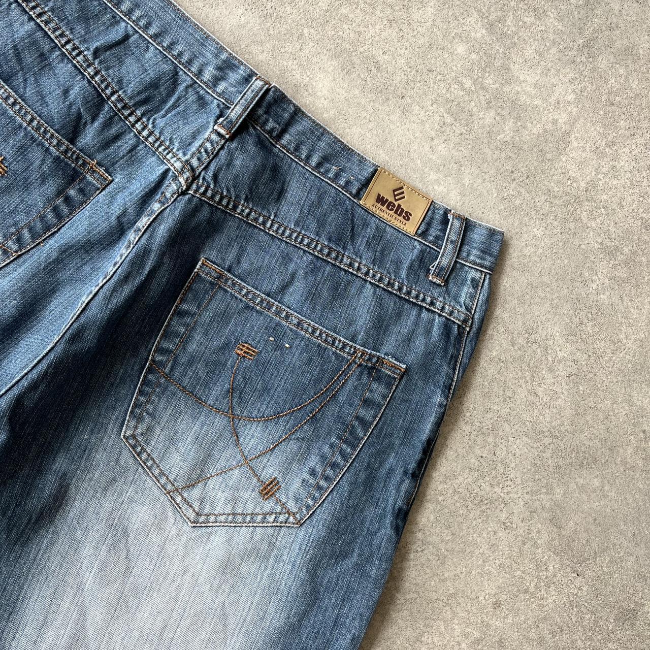 Webs Y2K Dark Wash Embroidered Denim 3/4 Jorts
