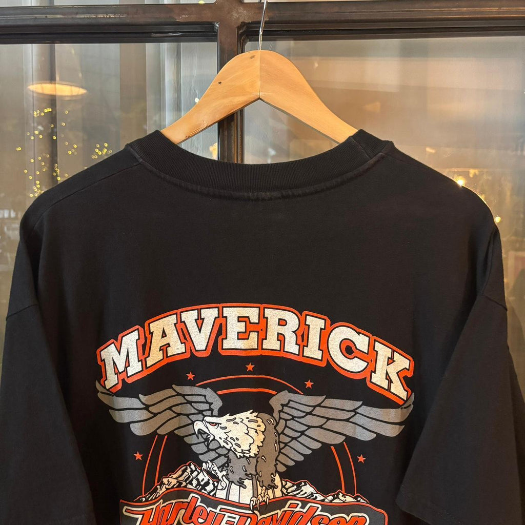 TEE442F -  Vintage Retro Essential Harley Davidson Cheyenne Wyo Maverick Black Graphic Print Eagle Top Tee T-shirt #graphic #motorcycles #biker #harley #harleydavidson
