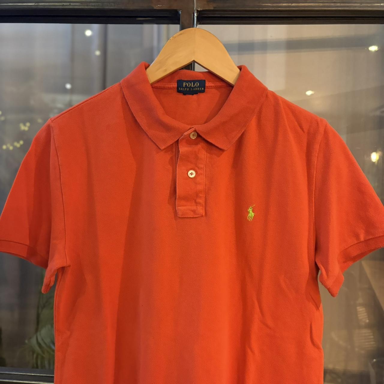 POL528F - Vintage Retro Ralph Lauren Plain Orange Polo Shirt Short Sleeve collared button up top  #Y2K #preppy #chiefkeef #oldmoney #ralphlauren