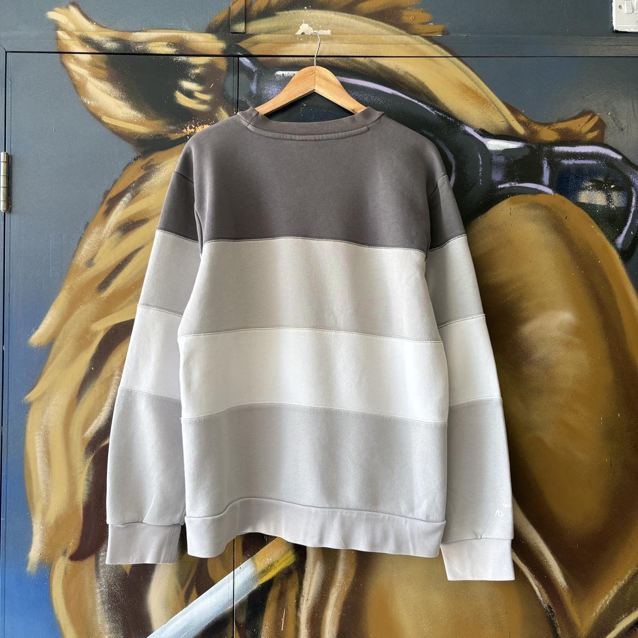 Vintage Nike Sweatshirt Mens XL Grey White Solo Swoosh Striped Pullover Jumper Top 90s Y2K 00s