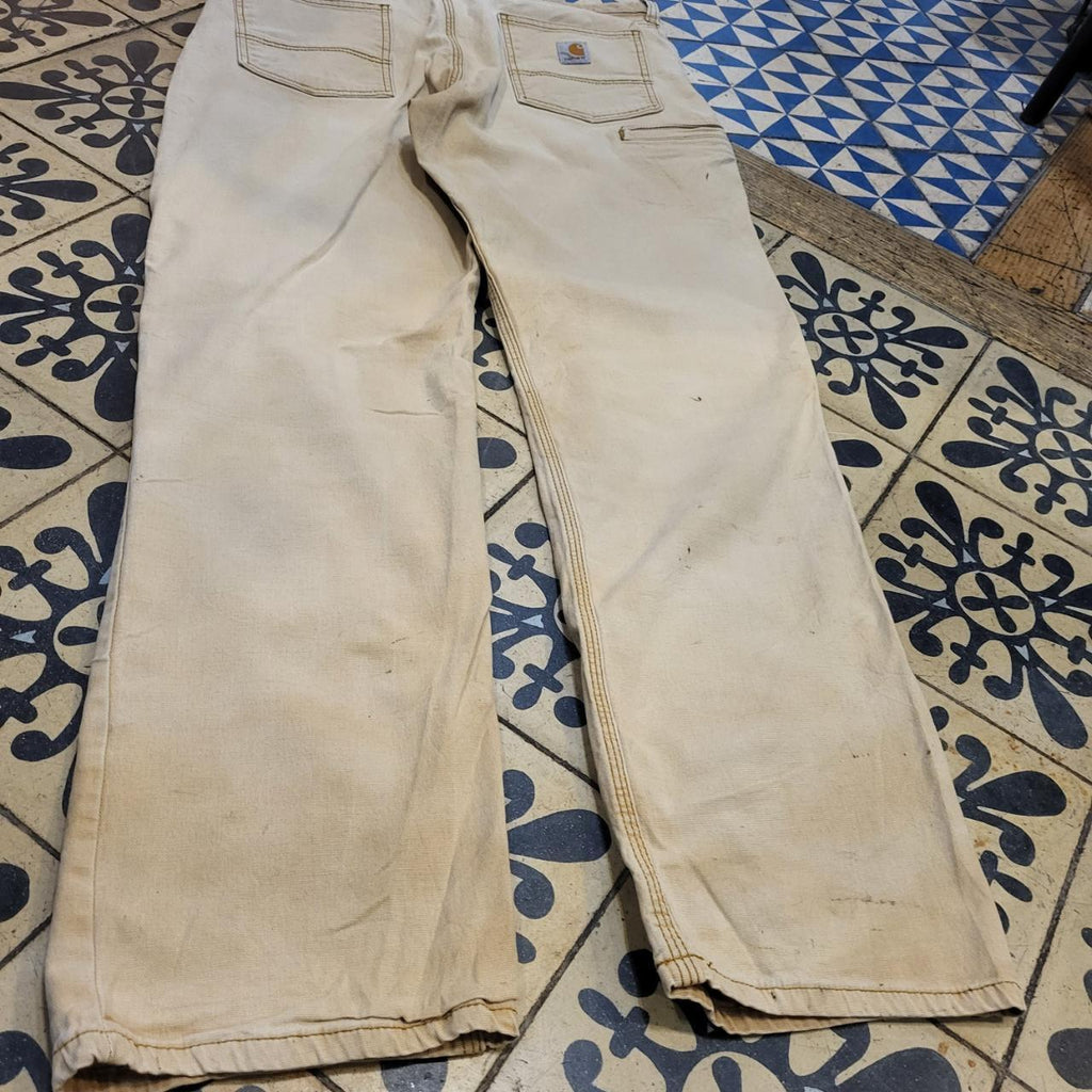 TRW0071BR - Vintage retro essential Carhartt straight leg Trousers pants jeans with embroidered patch logo #workwear #carhartt #y2k #skater