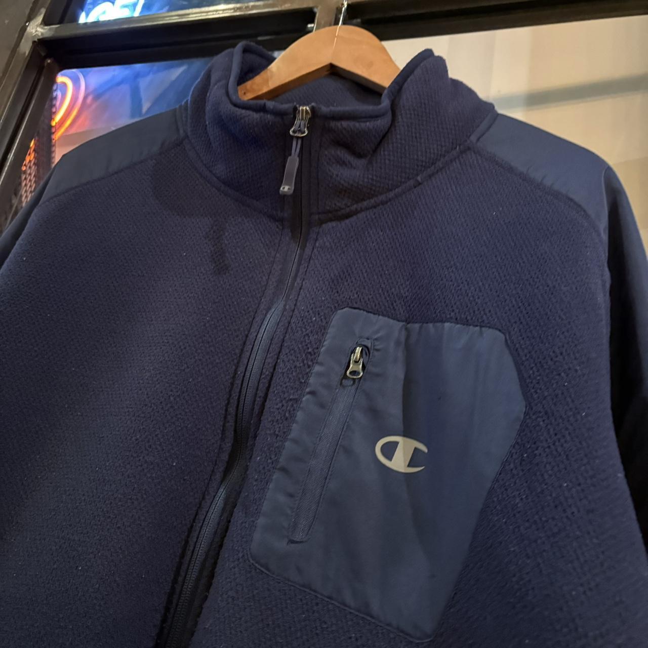 0225D79F - Vintage retro essential Navy Champion full zip up outdoor sweatshirt fleece jacket #pullover #outdoor #expedition #champion #gorpcore