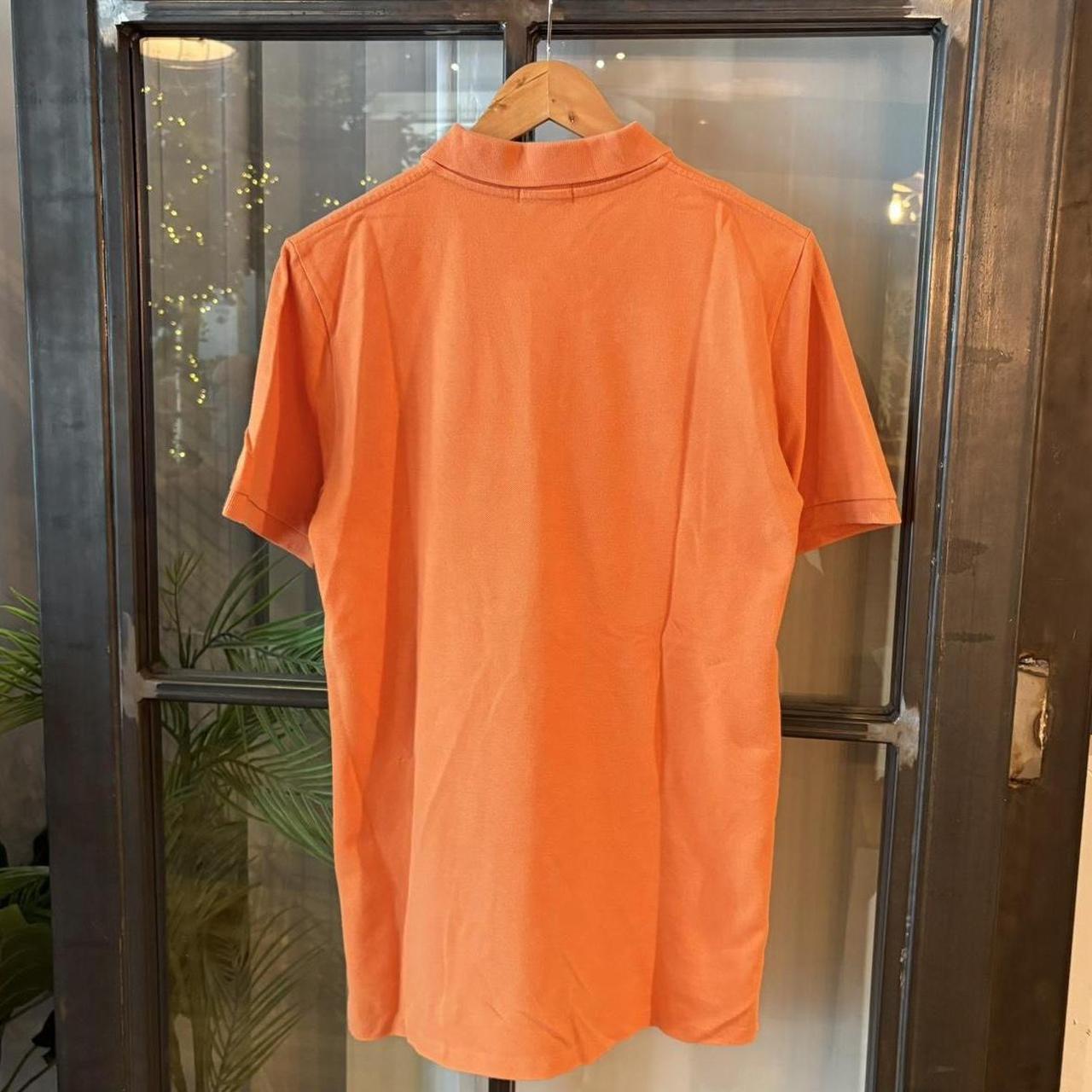 POL394-F - Vintage Retro Ralph Lauren Orange Plain Polo Shirt Short Sleeve collared button up top  #Y2K #preppy #chiefkeef #oldmoney #ralphlauren
