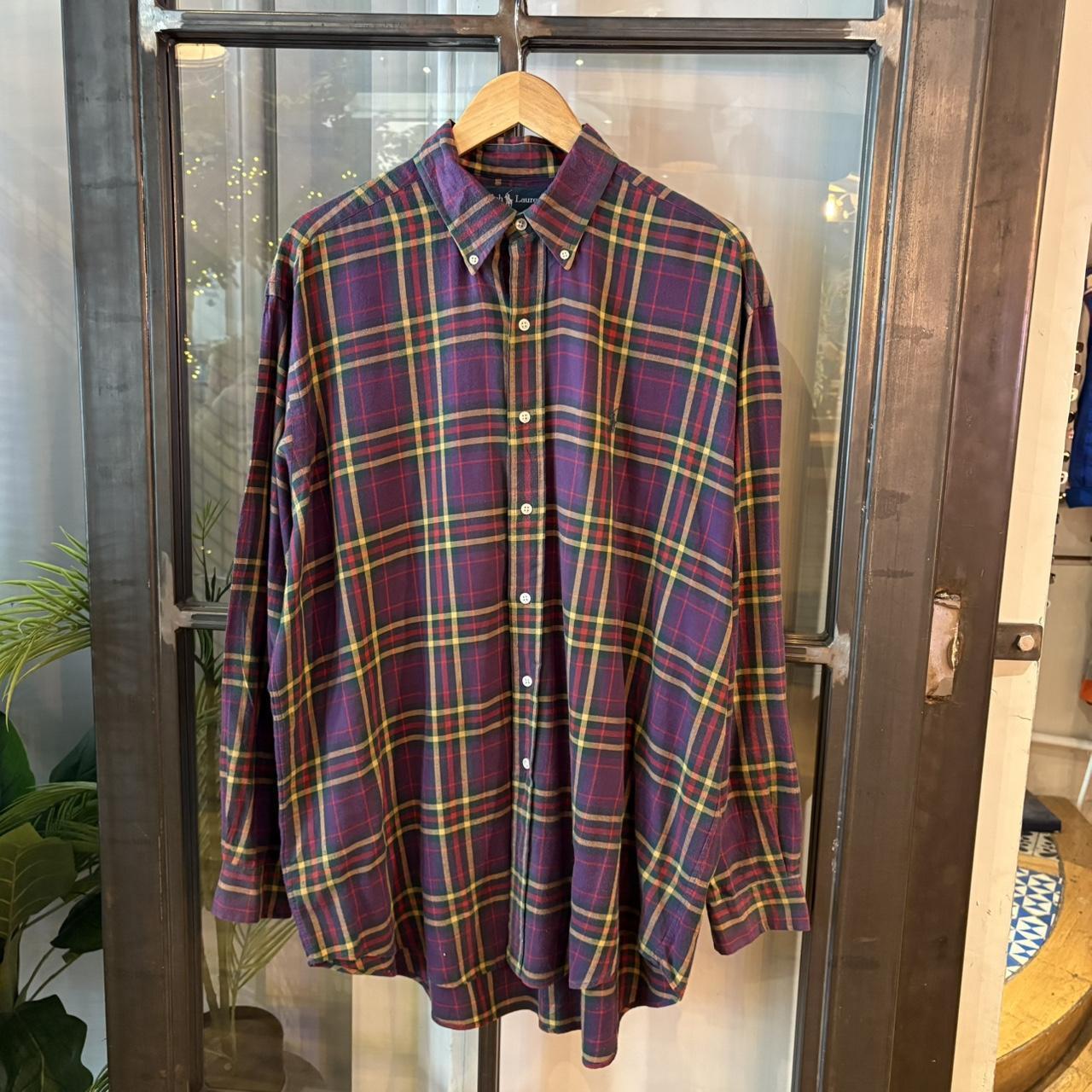 0425E05F - Vintage Ralph Lauren Purple Check Longsleeve collared button up polo shirt top #Y2K #preppy #chiefkeef #smartcasual #oldmoney