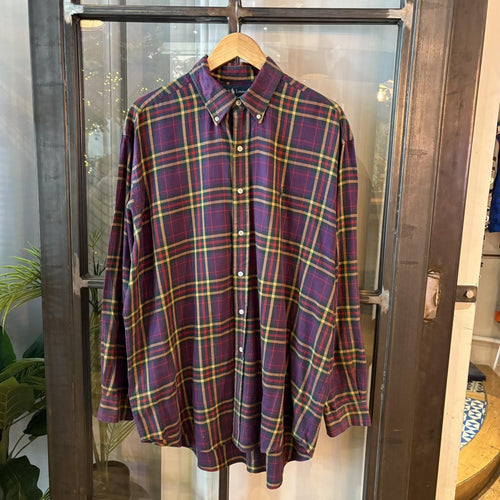 0425E05F - Vintage Ralph Lauren Purple Check Longsleeve collared button up polo shirt top #Y2K #preppy #chiefkeef #smartcasual #oldmoney