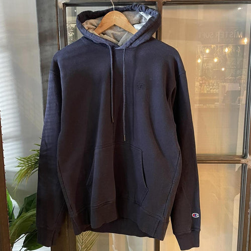 1224A23BR - Vintage Retro Essential Navy Chanpion Sweatshirt Hoodie with big spellout embroidered logo #90s #sportswear #essential #champion #y2k