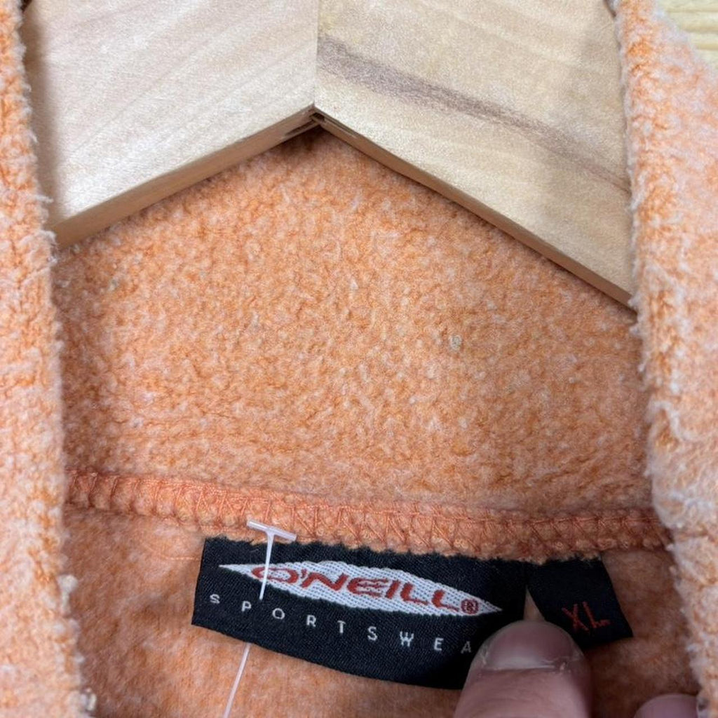 MES1102AW-U - Vintage Retro Essential Peach O’Neill Fleece Mock / Roll Neck Jumper Sweatshirt with embroidered spell out logo #90s #surfer #skater #y2k #oneill
