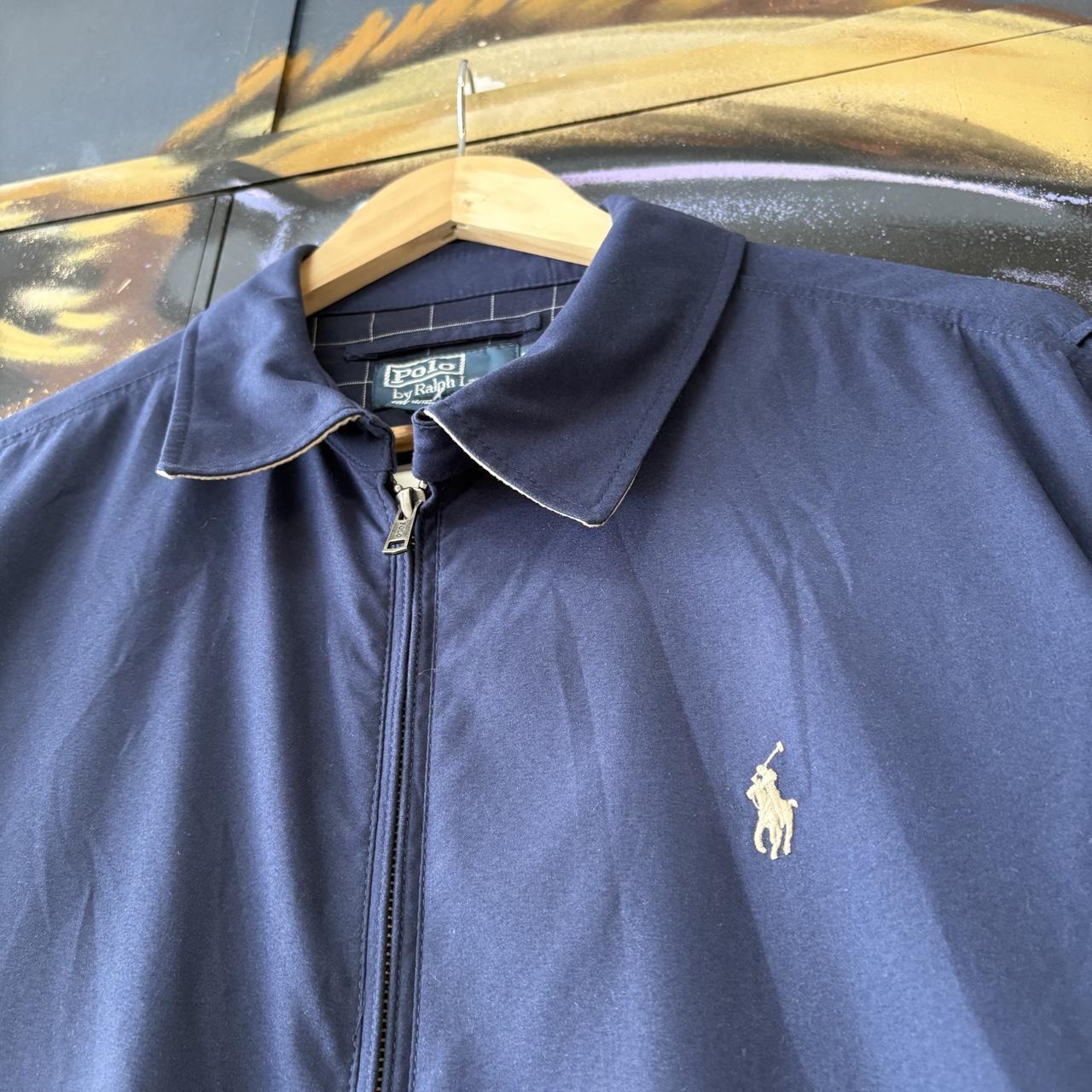Vintage Ralph Lauren Jacket Mens XL Navy Harrington Full Zip Preppy Pony Logo Collared Top Y2K 90s