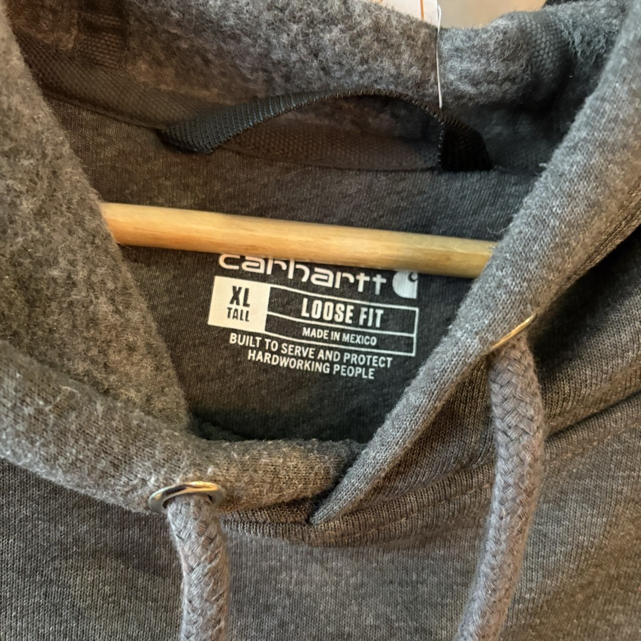 1224A12 - Vintage Retro Essential Carhartt Dark Grey Sweatshirt Hoodie with big spellout embroidered logo #90s #skater #oversized #carhartt #workwear