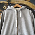 Vintage Polo Ralph Lauren Hoodie Mens Large Grey Full Zip Sweatshirt Jumper Preppy Old Money Top 90s Y2K 00s