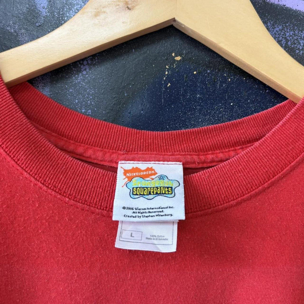 Vintage 2006 SpongeBob SquarePants T Shirt Tee Mens Large Red Graphic Print Cartoon Nickelodeon Y2K