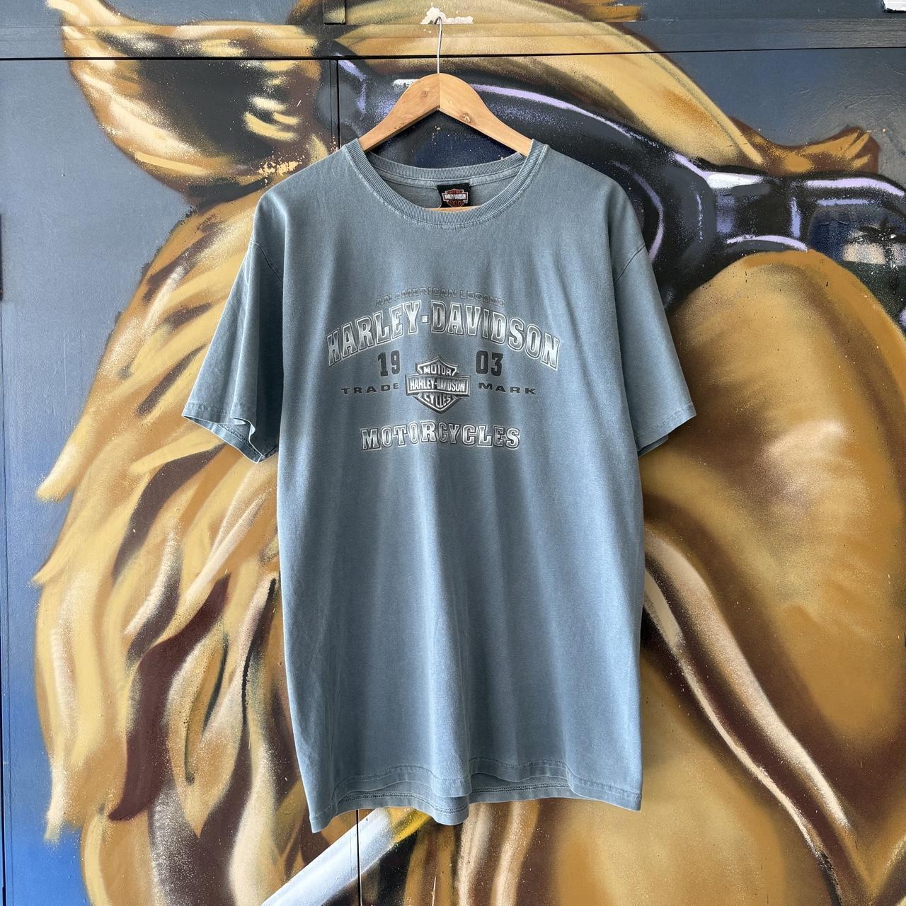 Vintage Harley Davidson T Shirt Mens Medium Blue Daytona Beach Florida Biker Grunge Graphic Print Top Tee T-shirt 90s Y2K 00s