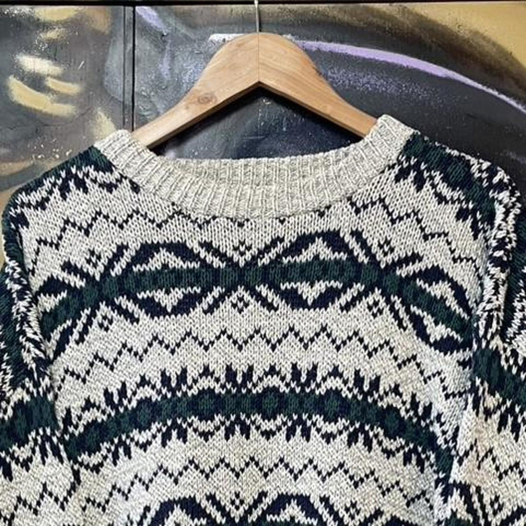 Vintage Funky Pattern Knit Grandad Sweater