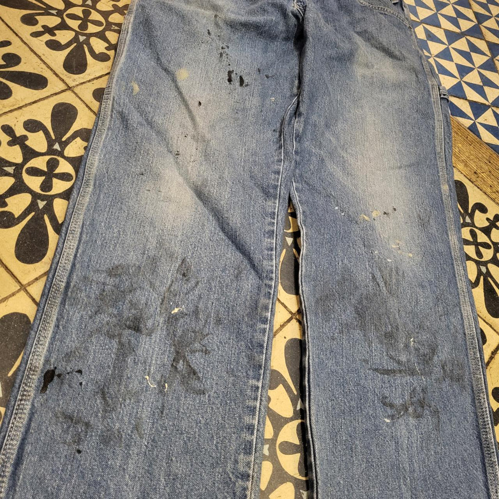 JNS214BR - Vintage retro essential Dickies Carpenter Blue Wash Denim Jeans Trousers pants #denim #dickies #carpenter #denimjeans #skater