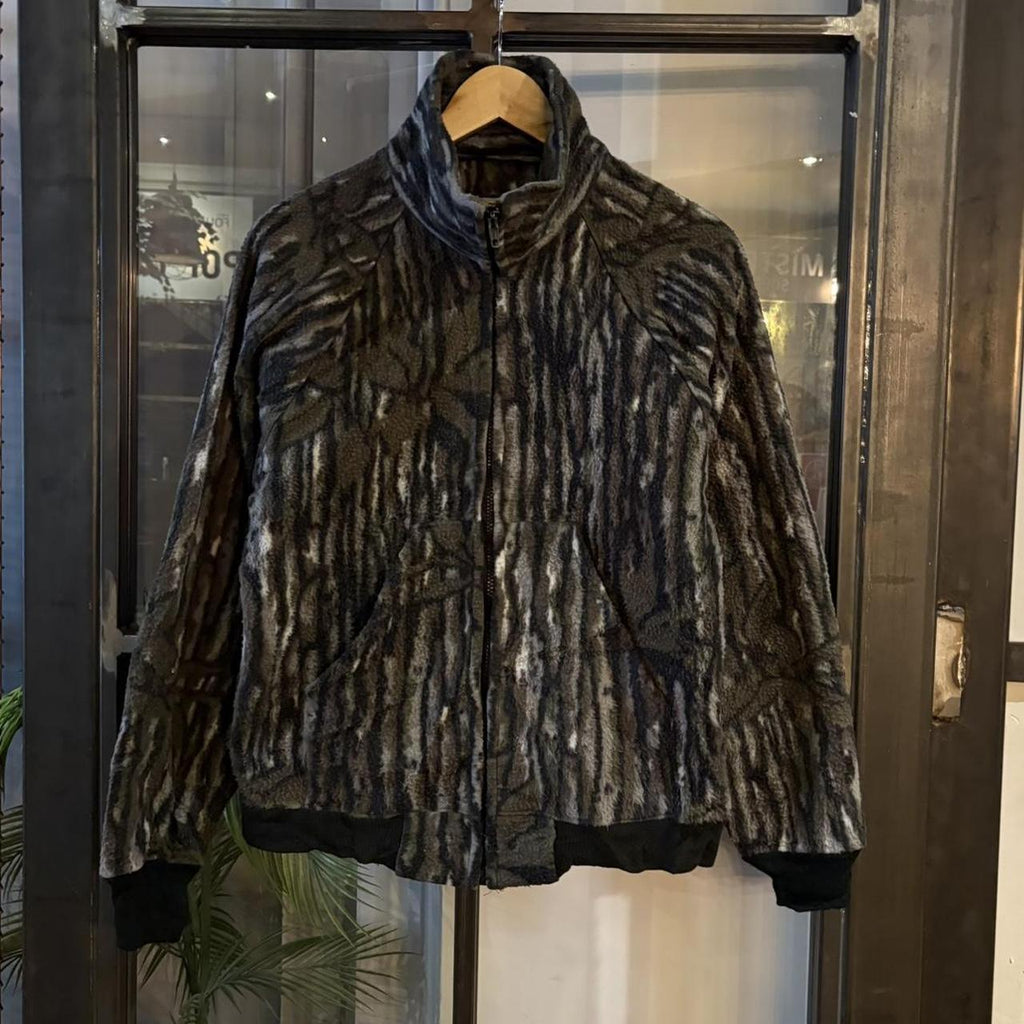 BR2306EX-F - Vintage Retro Essential Original Realtree Camouflage Khaki Green Brown Field Hunting graphic print Full Zip Up Fleece Sweatshirt #realtree #hunting #camo #utility