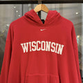 Vintage Retro Essential Red Nike Wisconsin Sweatshirt Hoodie with embroidered centre swoosh logo #90s #sportswear #nike #wisconsin #y2k