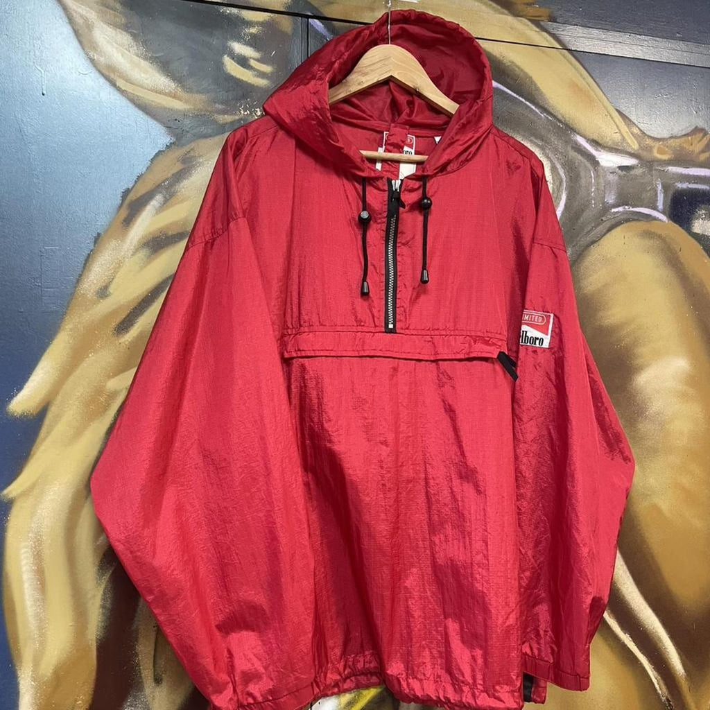 Vintage 90s Marlboro  Packable Windbreaker Jacket