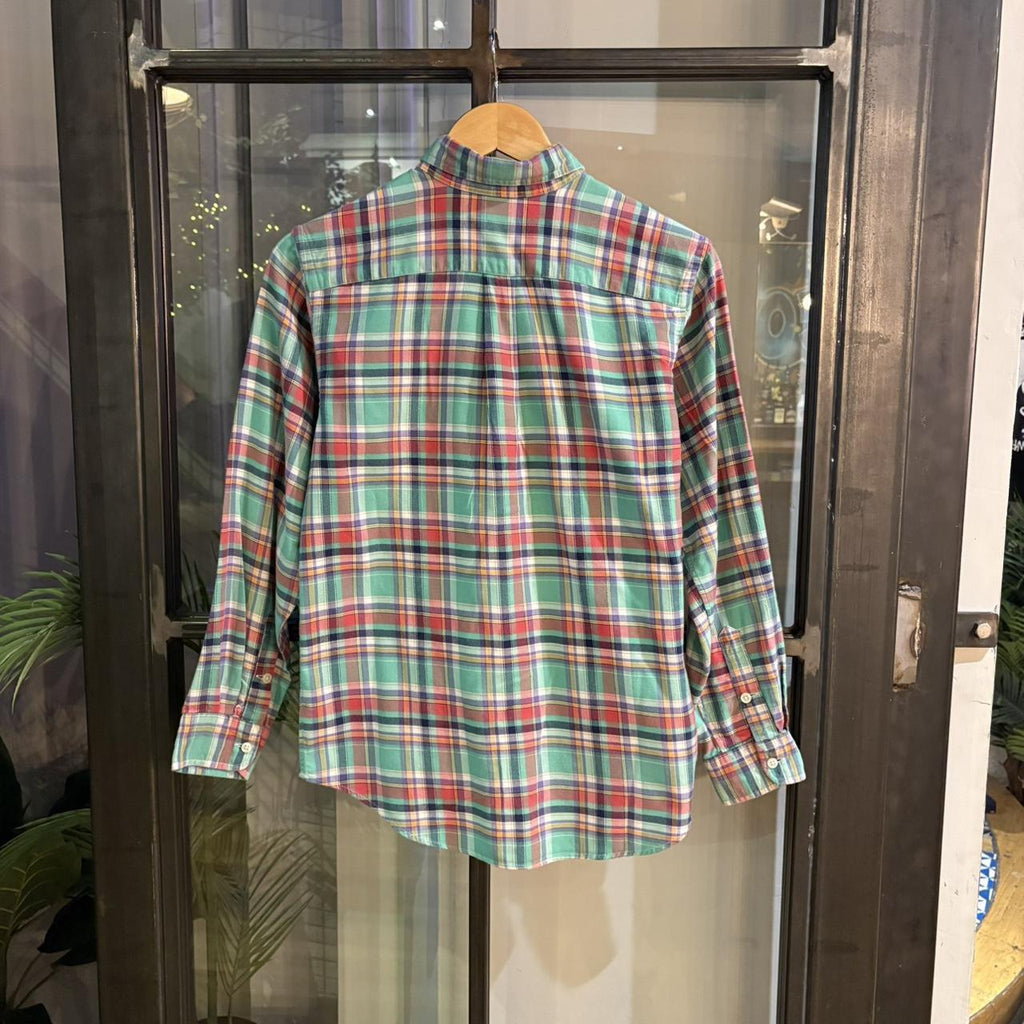 RLS121-P - Vintage Ralph Lauren Green Red Check Longsleeve collared button shirt up top #Y2K #preppy #chiefkeef #smartcasual #oldmoney
