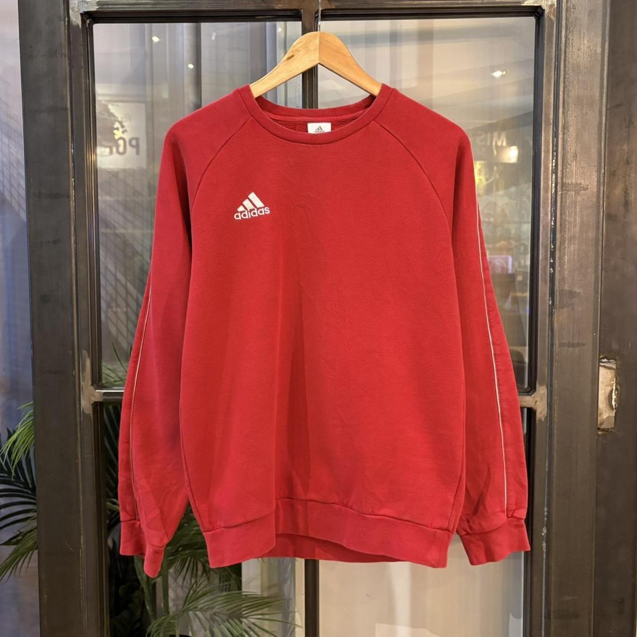 MA0406GU-P - Vintage Retro Essential Red Adidas Raglan Jumper Sweatshirt with embroidered logo #90s #sportswear #essential #y2k #adidas