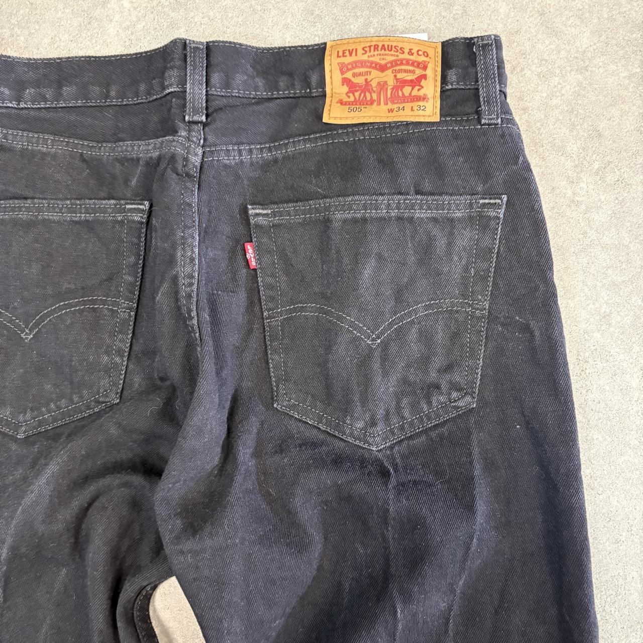 Vintage Levi's 505 Jeans Mens 34x32 Black Denim Wash Straight Leg Trousers Cowboy Western USA 90s Y2K