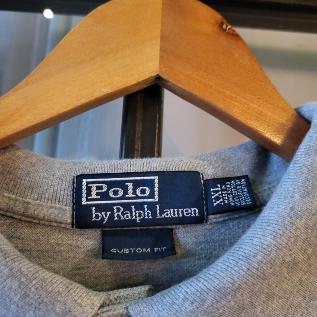 POL027 - Vintage Ralph Lauren Light grey Polo Shirt Short Sleeve collared button up top #Y2K #preppy #chiefkeef