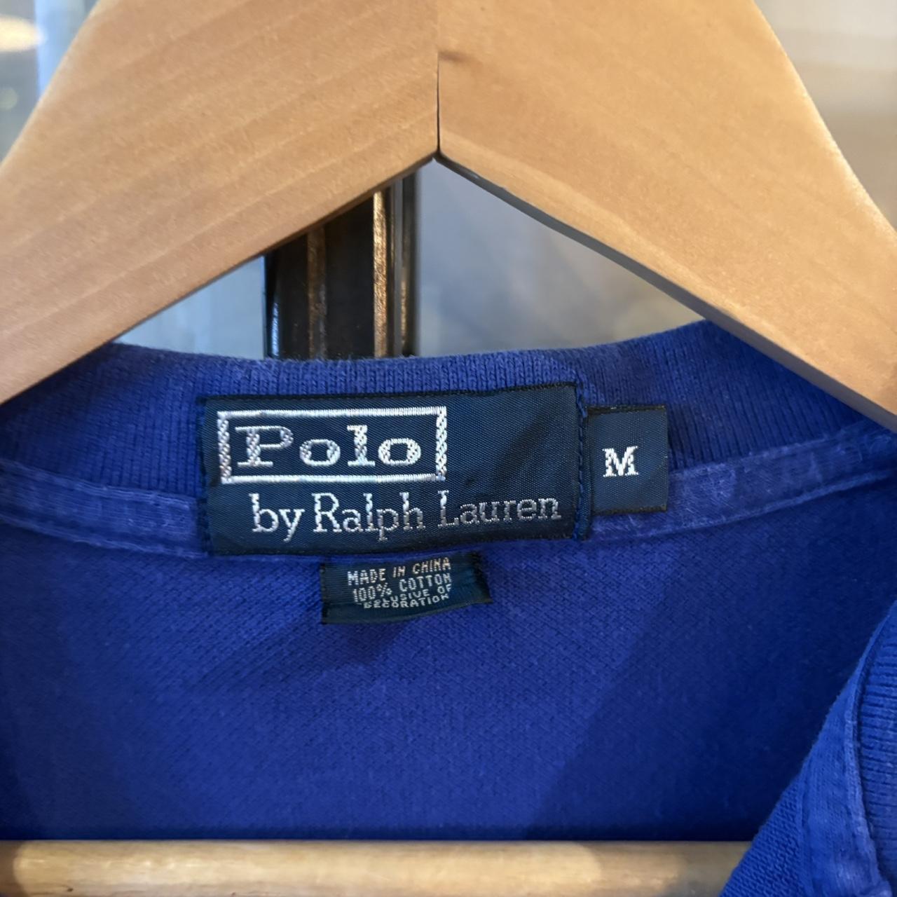 POL387F - Vintage Retro Ralph Lauren Plain Blue Polo Shirt Short Sleeve collared button up top  #Y2K #preppy #chiefkeef #oldmoney #ralphlauren