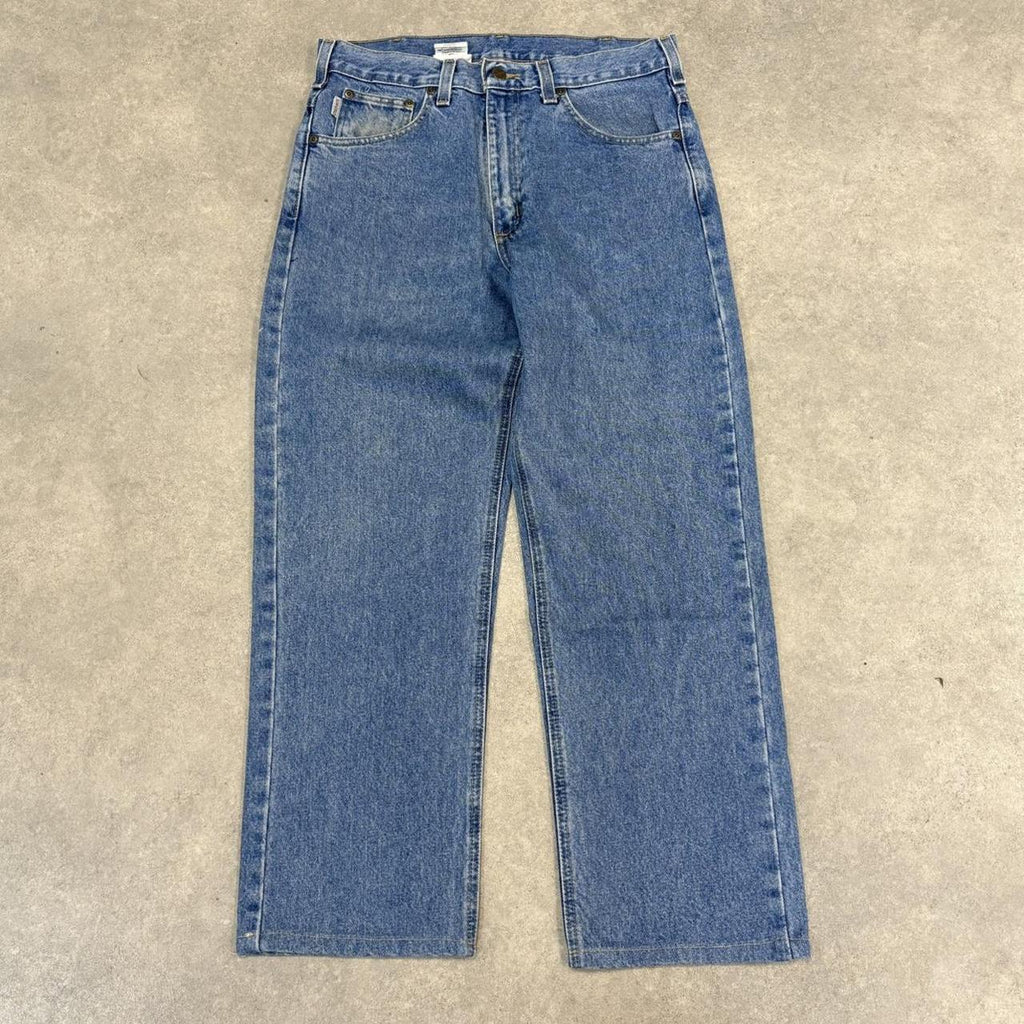 BR1912VA-U - Vintage retro essential Carhartt  Blue Wash Denim Jeans Trousers pants #denim #carhartt #skater #jeans #straightleg
