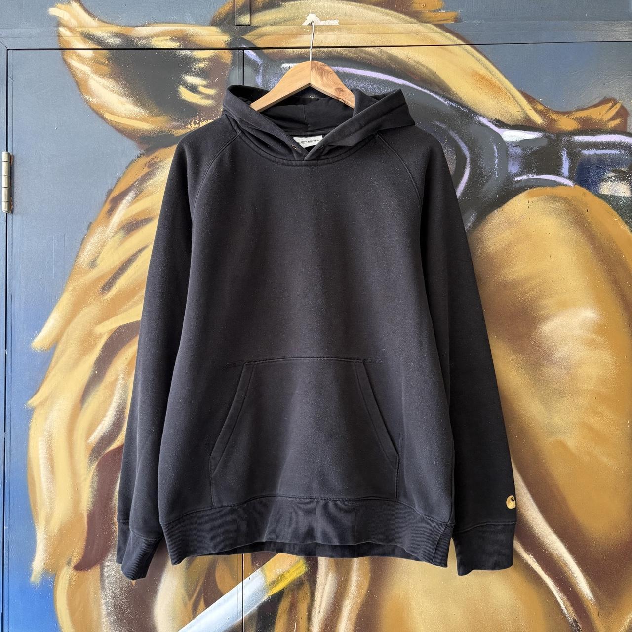 Carhartt WIP Hoodie Mens Large Black Chase Essential Basic Pullover Jumper Top Surf Skate Detroit 90s Y2K 00s
