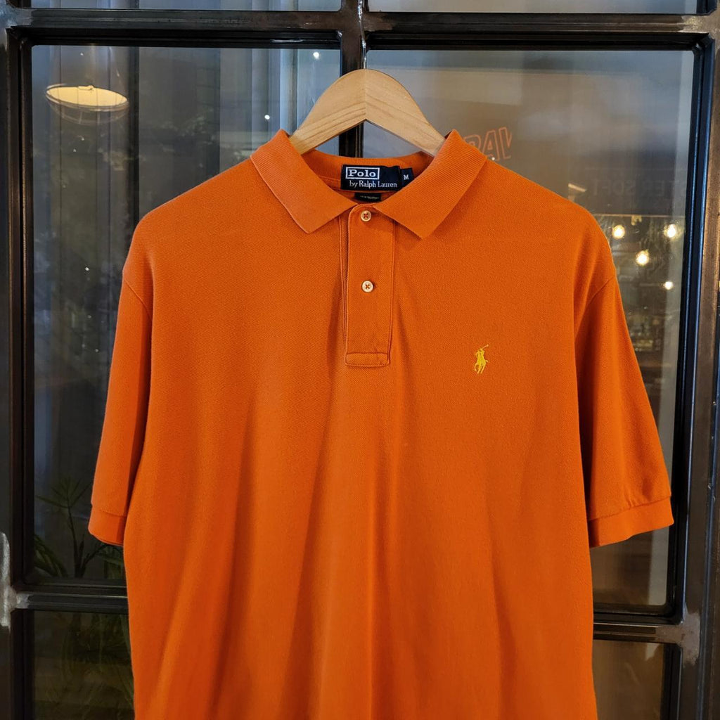 POL174 - Vintage Ralph Lauren Orange Polo Shirt Short Sleeve collared button up top #Y2K #preppy #chiefkeef #golf #oldmoney