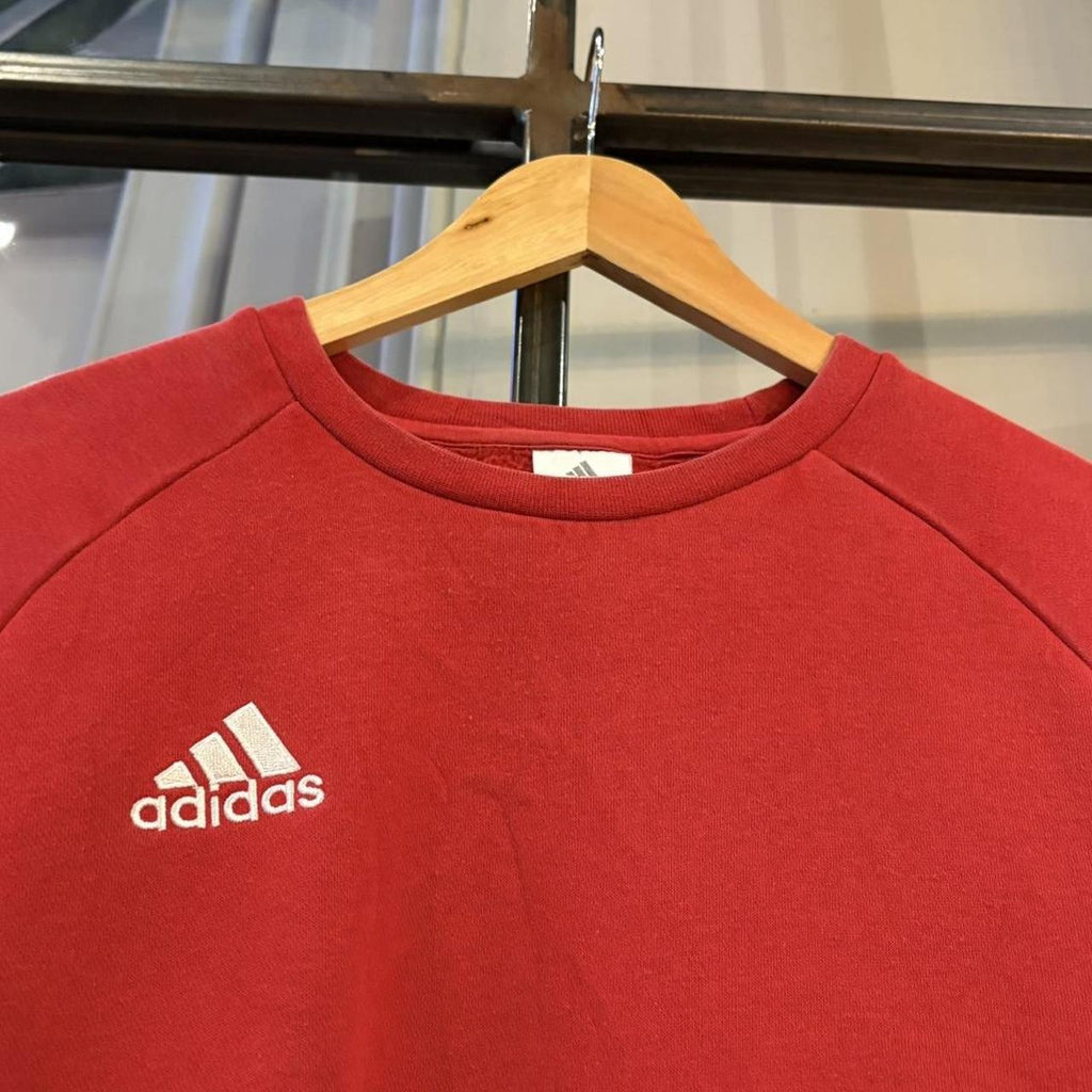 MA0406GU-P - Vintage Retro Essential Red Adidas Raglan Jumper Sweatshirt with embroidered logo #90s #sportswear #essential #y2k #adidas