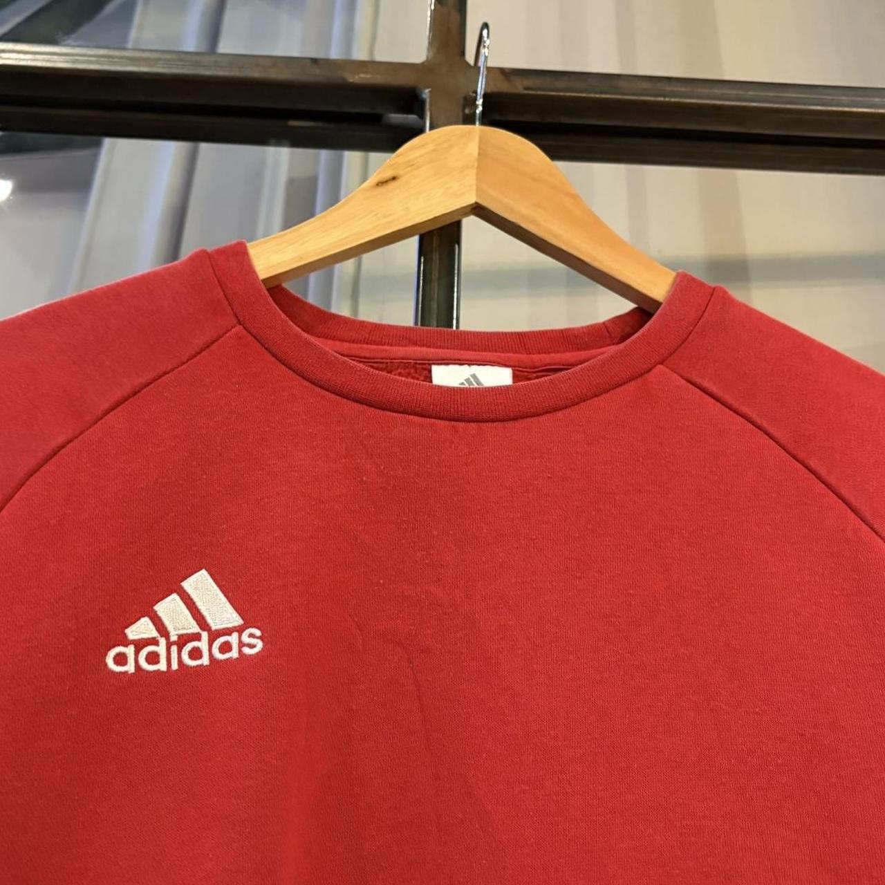 MA0406GU-P - Vintage Retro Essential Red Adidas Raglan Jumper Sweatshirt with embroidered logo #90s #sportswear #essential #y2k #adidas