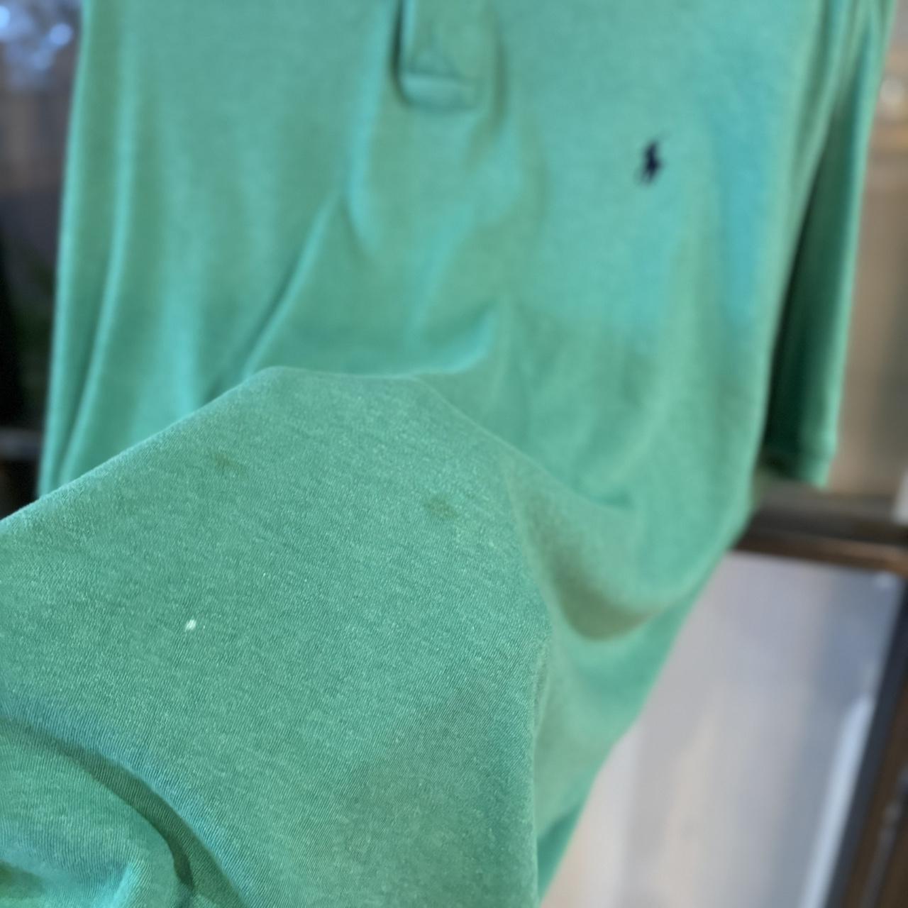 POL424F-P - Vintage Retro Ralph Lauren Green Plain Polo Shirt Short Sleeve collared button up top  #Y2K #preppy #chiefkeef #oldmoney #ralphlauren