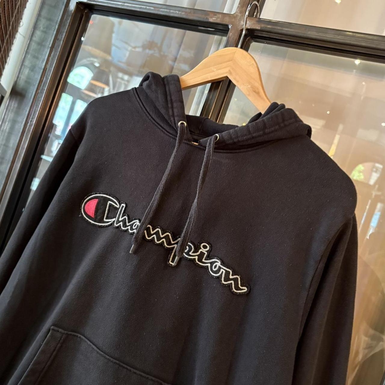 SWT616F - Vintage Retro Essential Black Champion Sweatshirt Hoodie with embroidered logo #90s #sportswear #essential #champion #y2k