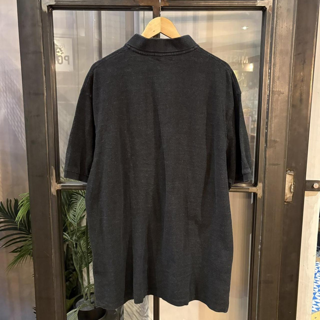 BR1912SW-F - Vintage Retro Ralph Lauren Plain Dark Grey Polo Shirt Short Sleeve collared button up top  #Y2K #preppy #chiefkeef #oldmoney #ralphlauren