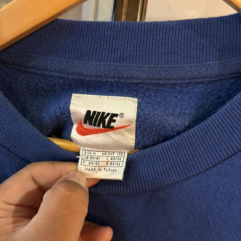 0325H20UP - Vintage Retro Essential Blue Nike Crewneck Jumper Sweatshirt with  embroidered swoosh logo #90s #sportswear #essential #y2k #nike