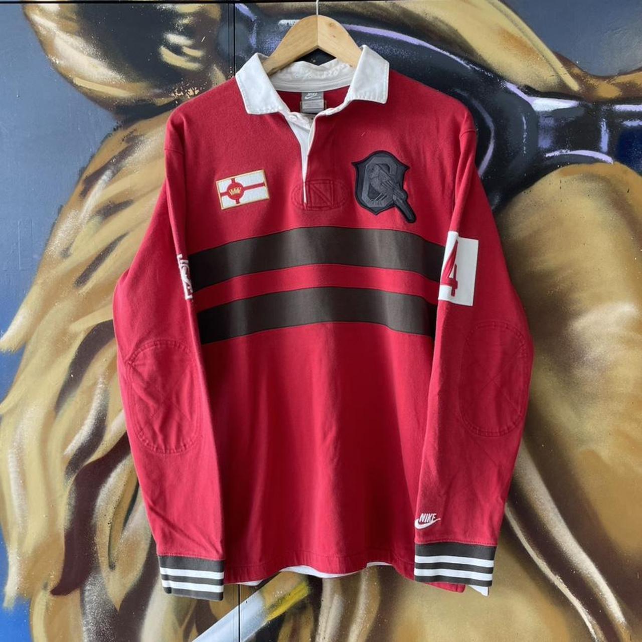 Y2K Nike Chest Stripe Long Sleeve Rugby Jersey