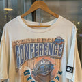 0325A70UP1 - Vintage Retro Essential White NBA Utah Jazz Western Conference Champions 1997 Single Stitch Graphic Print Top Tee T-shirt on starter tag #90s #basketball #nba #utahjazz #starter