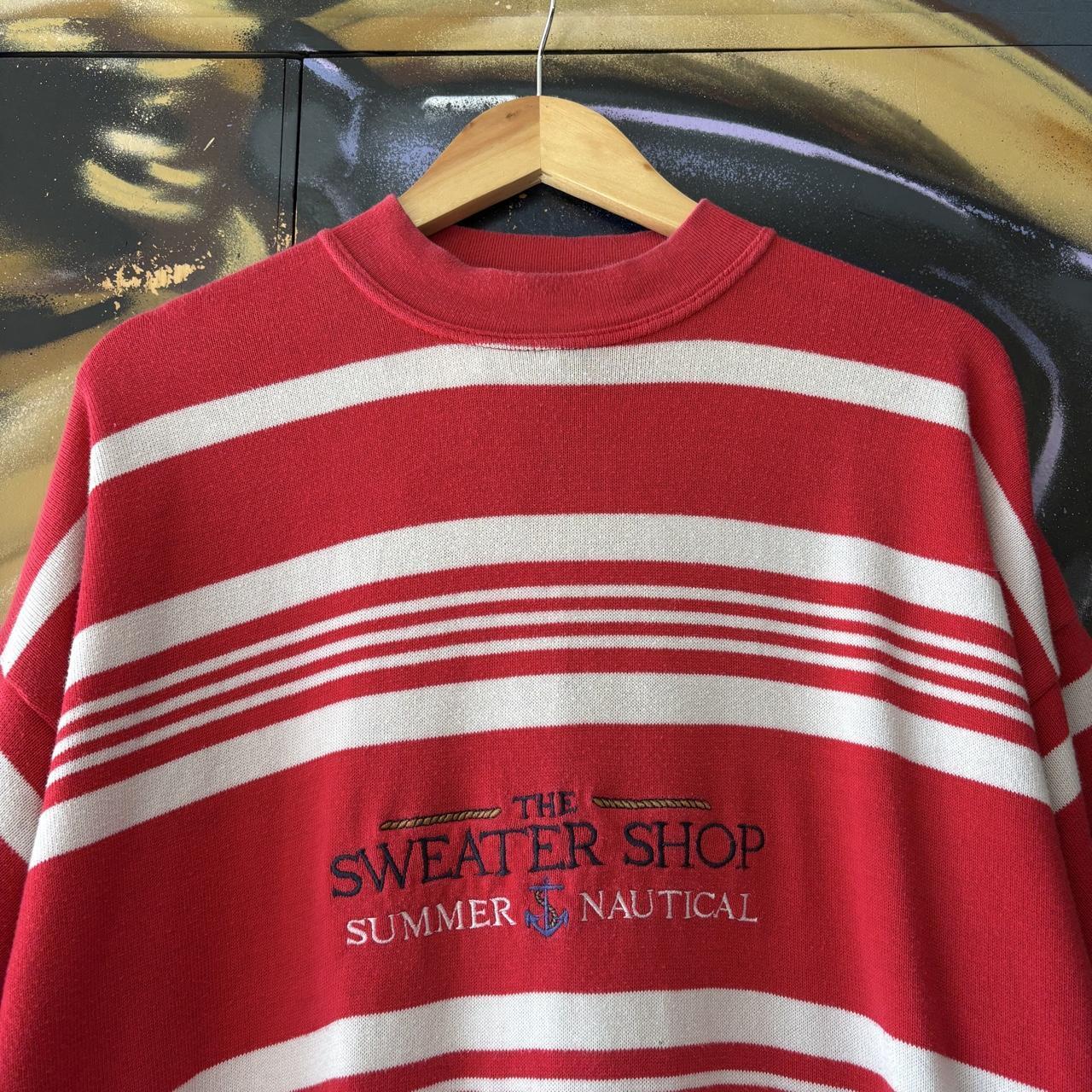 Vintage The Sweater Shop T shirt Mens Large Red White Striped Short Sleeve Jumper Tee Top 90s Y2K 00s