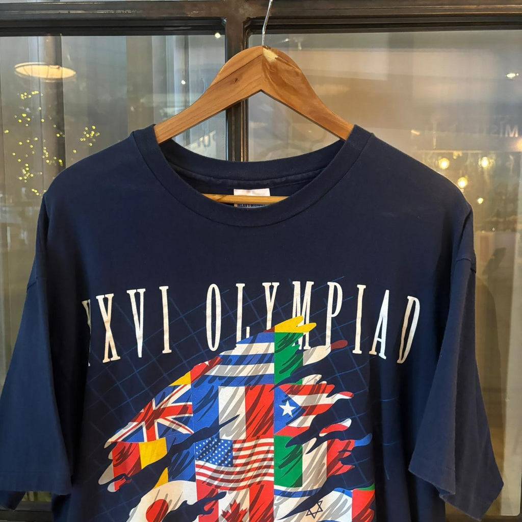 TEE408P - Vintage Retro Essential Navy Atlanta 1996 Georgea Olympics Graphic Print Single Stitch Top Tee T-shirt #90s #graphic #olympics #atlanta1996 #singlestitch