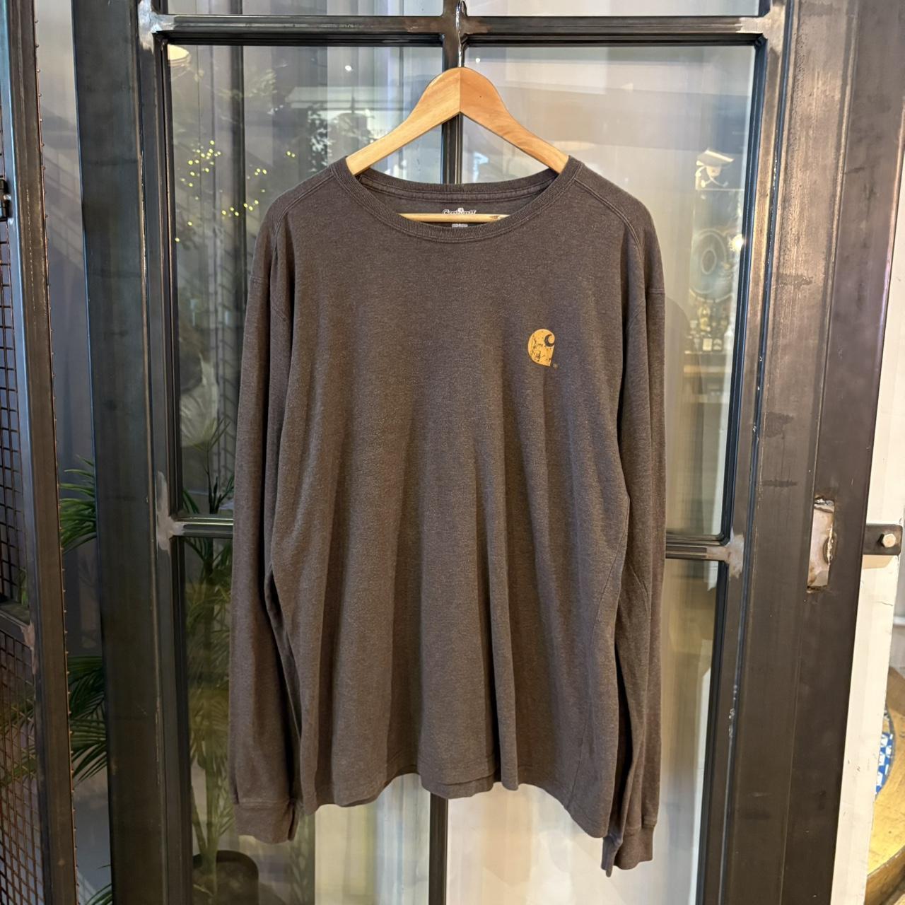 TEE458F - Vintage Retro Essential Dark Grey Brown Carhartt Longsleeve Graphic Print Top Tee T-shirt #y2k #graphic #skater #longsleeve #carhartt