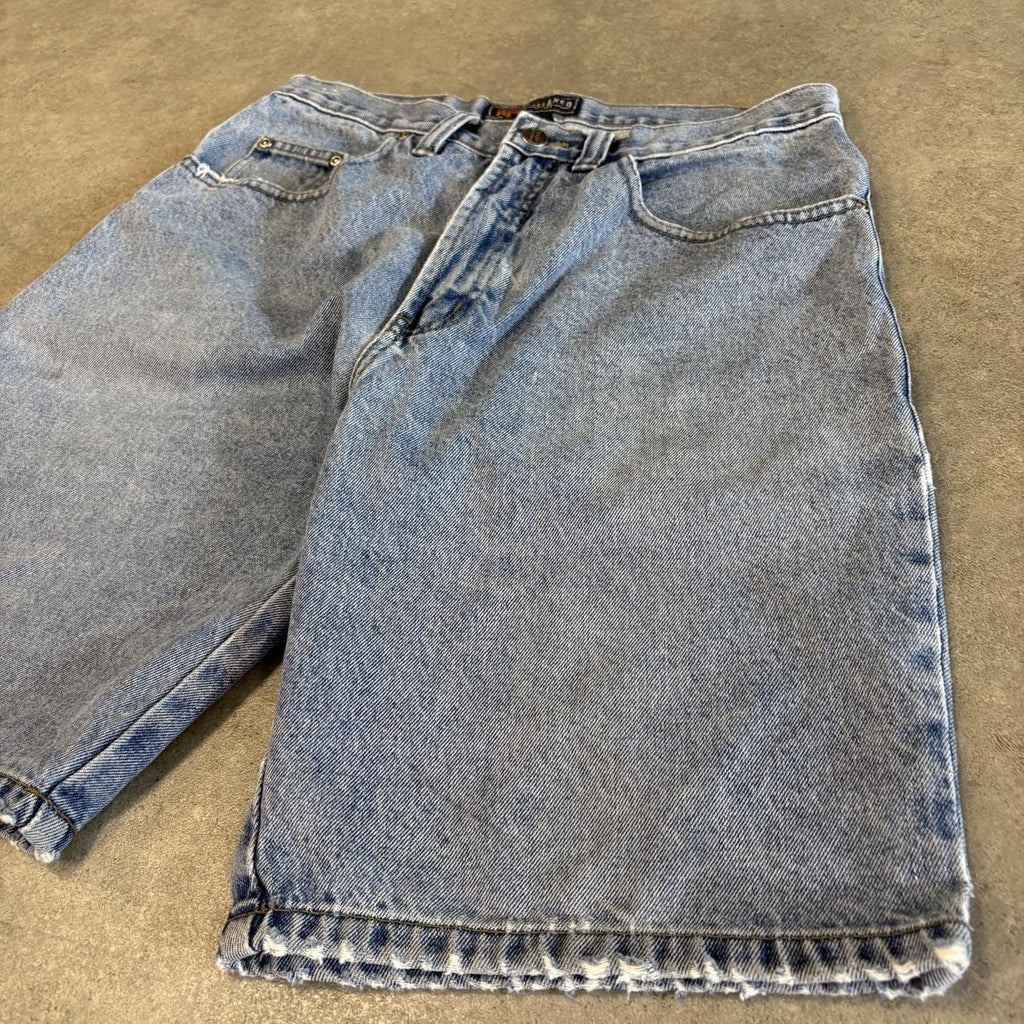 Vintage Route 66 Jorts Mens 32” Light Blue Wash Denim Jean Shorts Baggy Wide Leg Skate Surf Hip Hop 00s Y2K