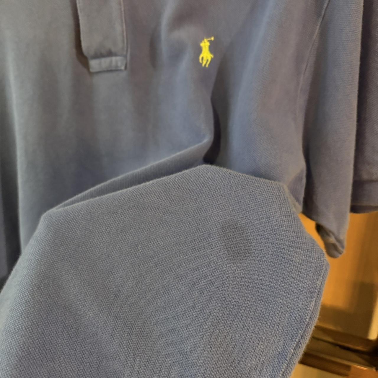 POL436-F - Vintage Retro Ralph Lauren Plain Blue Polo Shirt Short Sleeve collared button up top  #Y2K #preppy #chiefkeef #oldmoney #ralphlauren