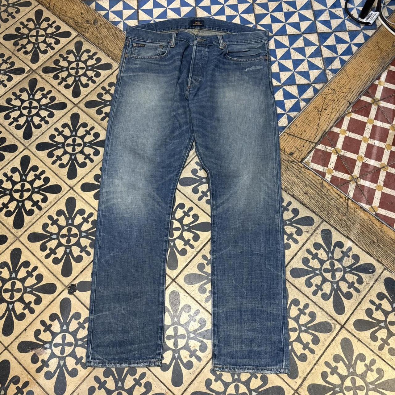 TRW478F - Vintage retro essential Polo Ralph Lauren Blue Wash Denim Jeans Trousers pants #denim #straightleg #poloralphlauren