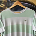 Lacoste Green and Grey Striped Tee
